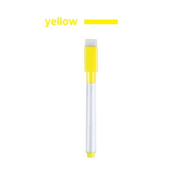 Magnetische Whiteboard Marker Pen White Board Droog Vegen Fijne Penpunt Pen Met Gum Rubber Magnetische Markers Borstel Koelkast Magneten: Yellow inks