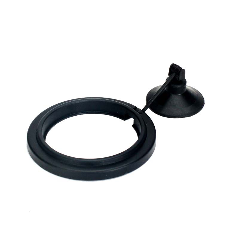 Anillo de alimentación para peces de acuario, estación de alimentador flotante para pecera, bandeja de Comida para peces redonda y cuadrada con ventosa, accesorios para pecera: Black Round