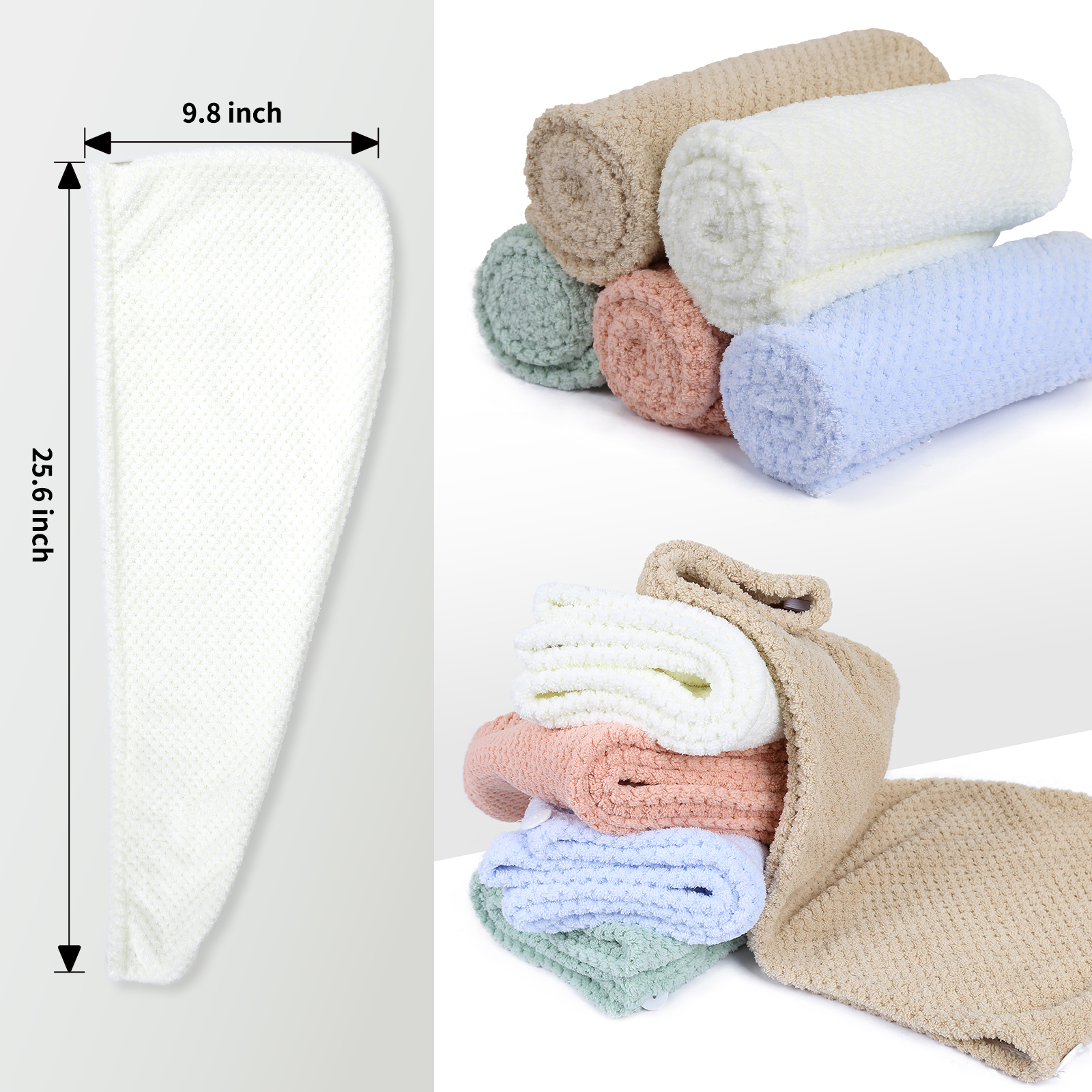 Parel Katoenen Haar Handdoek Wrap Super Absorberend Sneldrogend Haar Handdoeken Microfiber Haar Hoed Caps Voor Drogen Krullend Lang Dik Haar