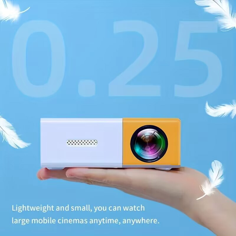 Proiettore portatile yg300, Mini proiettore, proiettore ad altissima definizione, supporto di memoria per HDTV, USB e SD: Giallo brillante / spina europea