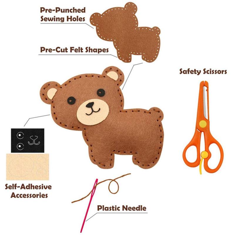 Handmade Sewing Suit Animal Kit Diy Sewing Felt Cloth Animal Toy Girl Art Toy