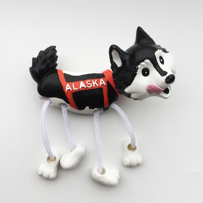 Alaska Dog Fridge Magnets Tourism Souvenir 3d Spring Feet Hanging Crafts Refrigerator Stickers Cute Cartoon Magnetic Ideas