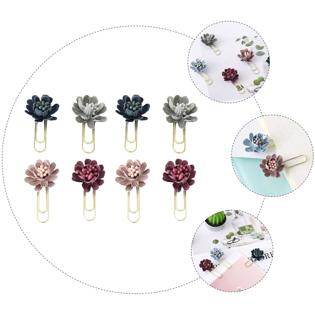 8 Stuks Bloem-Vorm Paperclip Creatieve Papier Klemmen Document Organiseren Clips