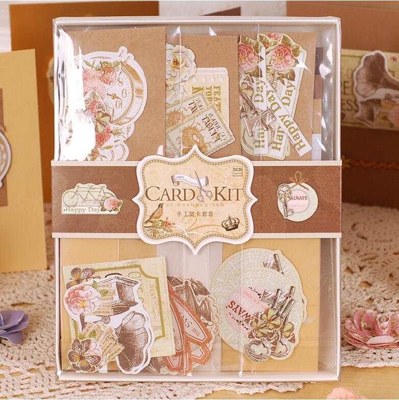 Eno Greeting Vintage Card Making Kit 12 Blank Greeting Cards with Envelopes Decoupage Scrapbooking Card Craft