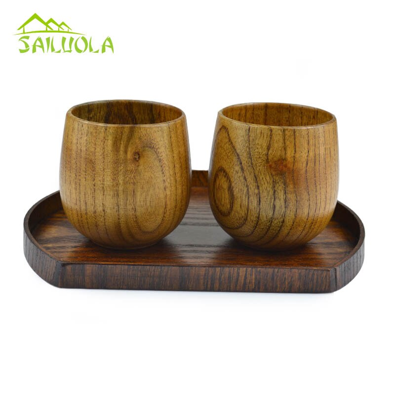 2pcs Solid Jujube Wood Cup for Wine Tea Eco -friendly Tableware