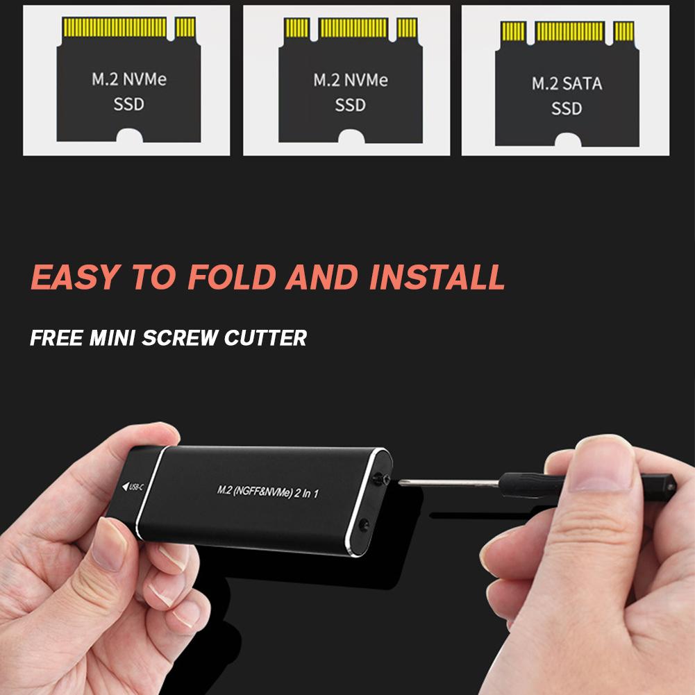 Obudowa Dual Protocol M2 SSD M.2 NVMe SATA Adapter do dysków SSD 10Gbps USB 3.1 TypeC Zewnętrzna obudowa Obsługuje dyski SSD Aluminiowa obudowa