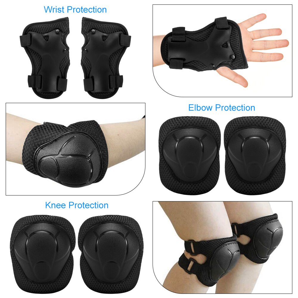 Kids Knee Pads Set Protective Gear Kit Knee Elbow Pads with Wrist Guards Child Safety Protection Pads for Rollerblading Skating
