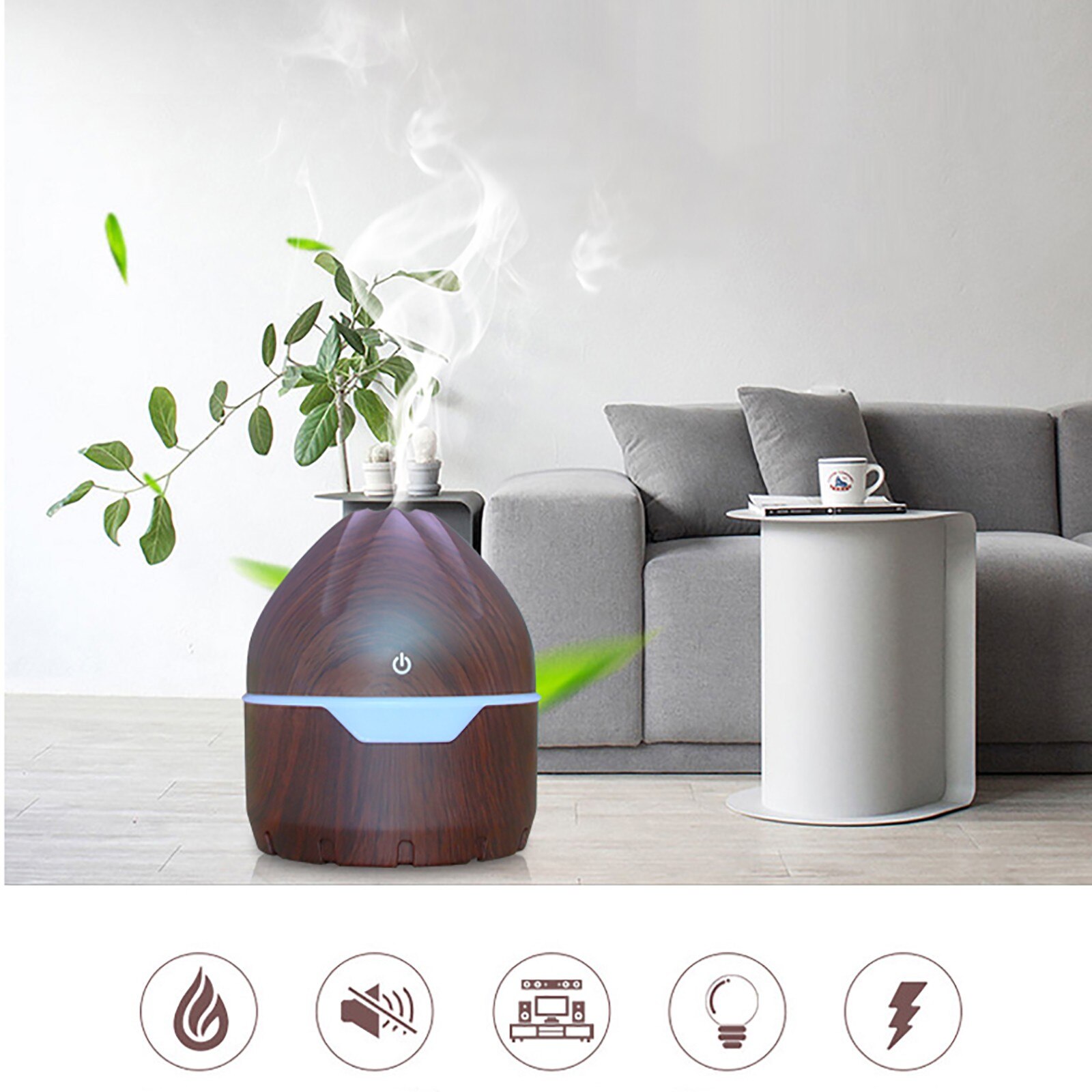 Difusor de aceite esencial aromático portátil, Mini Usb humidificador de aire, difusor de madera, aromaterapia, 4 #,: Brown