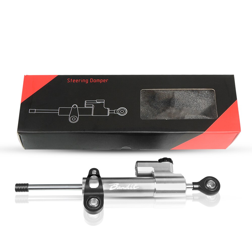 For Suzuki GSF 600 650 Bandit S GSF 1200 1250 Bandit Aluminum Motorcycle Accessories Damper Steering Stabilize Safety Control: Black-Silver