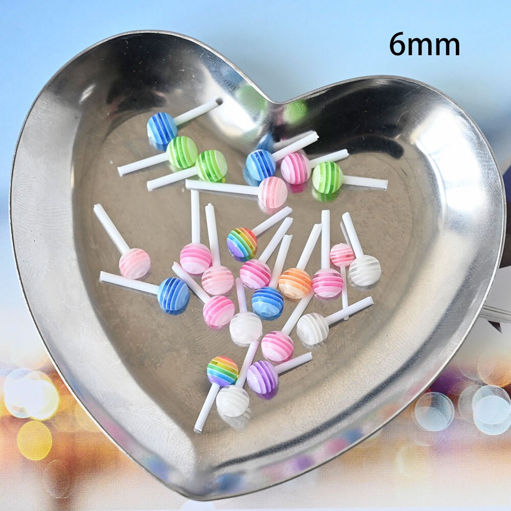 20/50 stk sød slikkepind nail art dekoration harpiks koreansk dejlig slik charms blandet farve sommer mini lolly bonbon manicure dele: 6mm 20 stk