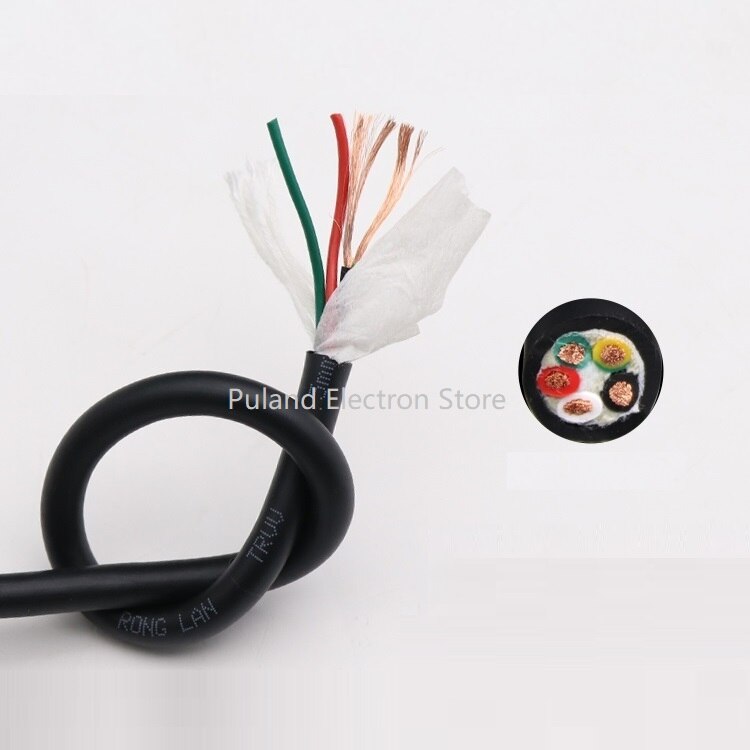 Square 1mm TRVV Towline Cable 2 3 4 Core Sheath Copper Wire Soft PVC Insulated Power Drag Chain Line Bend Resistance Black