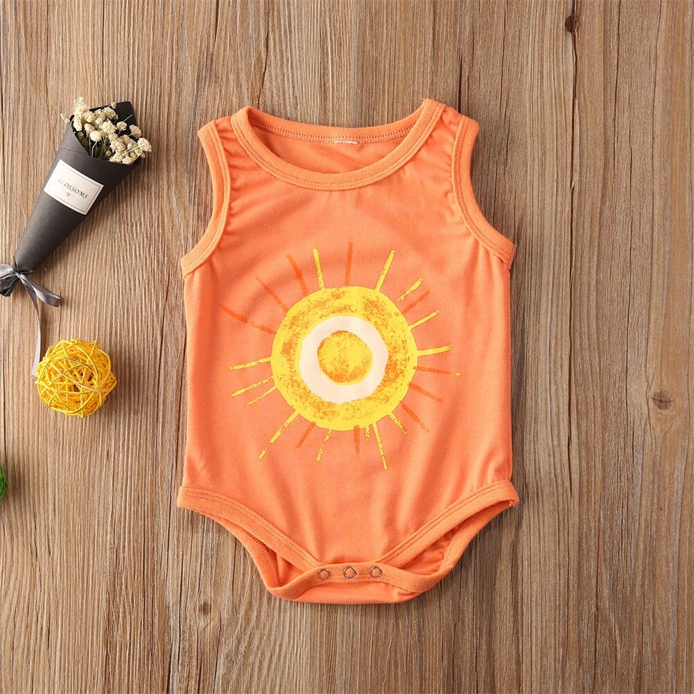 Combinaisons pour bébés filles garçons | Vêtements en coton et sans manches avec lettres imprimées, 0-18M
