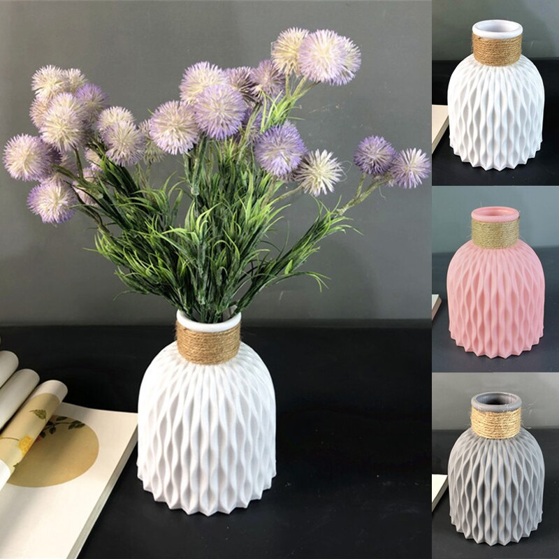 Flower Vase White Imitation Ceramic Flower Pot Decoration Home Plastic Vase Table Decoration Vase
