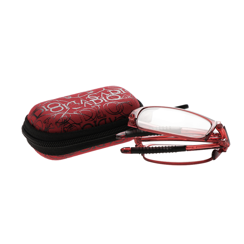 TR90 Ultralight Vouwen Leesbril Unisex Opvouwbare Leesbril Lenzenvloeistof Met Case + 10 Tot + 40 Voor Ouders Vision zorg: +150 / red