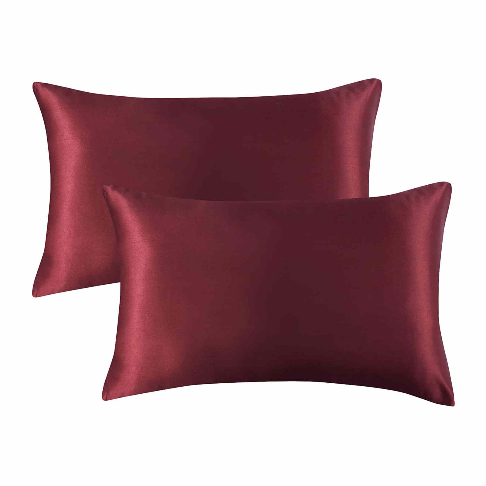 Thuis 2 Stuks Effen Zijden Kussensloop Kussenhoes Slaapkamer Kussensloop (20X26 Inch) standaard Queen Size Wasbare Casual Zachte