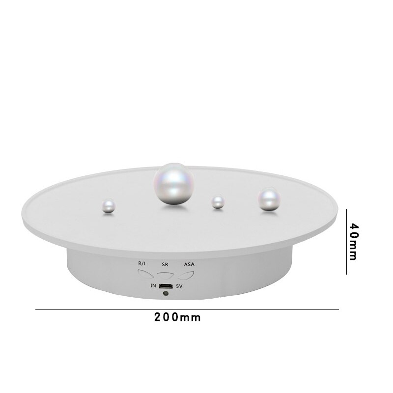 Rotating Display Stand - 20x20x4cm - Electric Turntable for Product Photography, Jewelry, Video Shooting: White white velvet