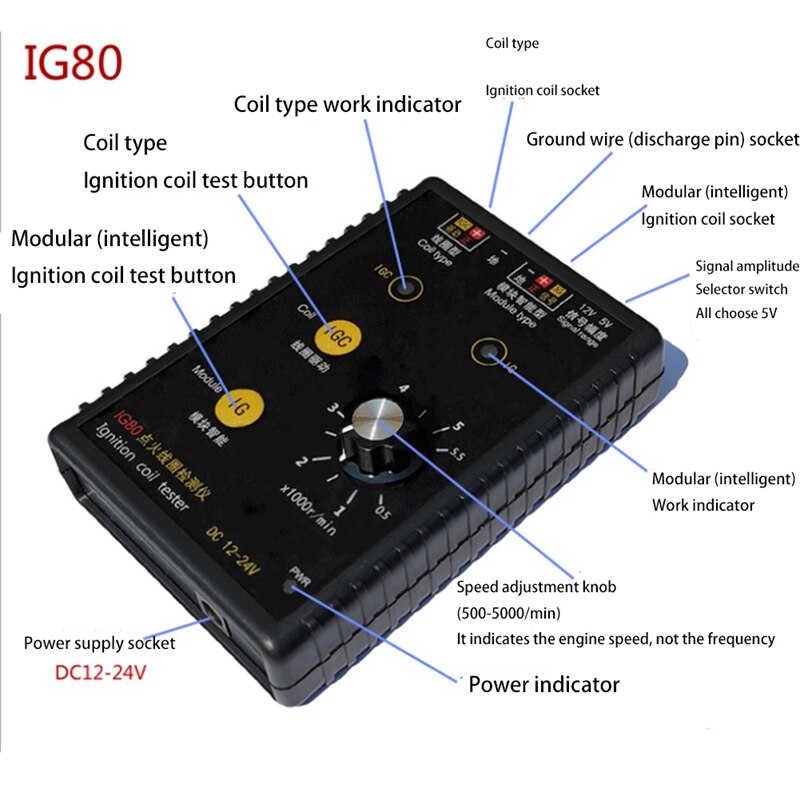 Probador de bobina de encendido IG80 para automóvil, Gas, aceite, gasolina, vehículo, Gas Natural, 24V, 12V