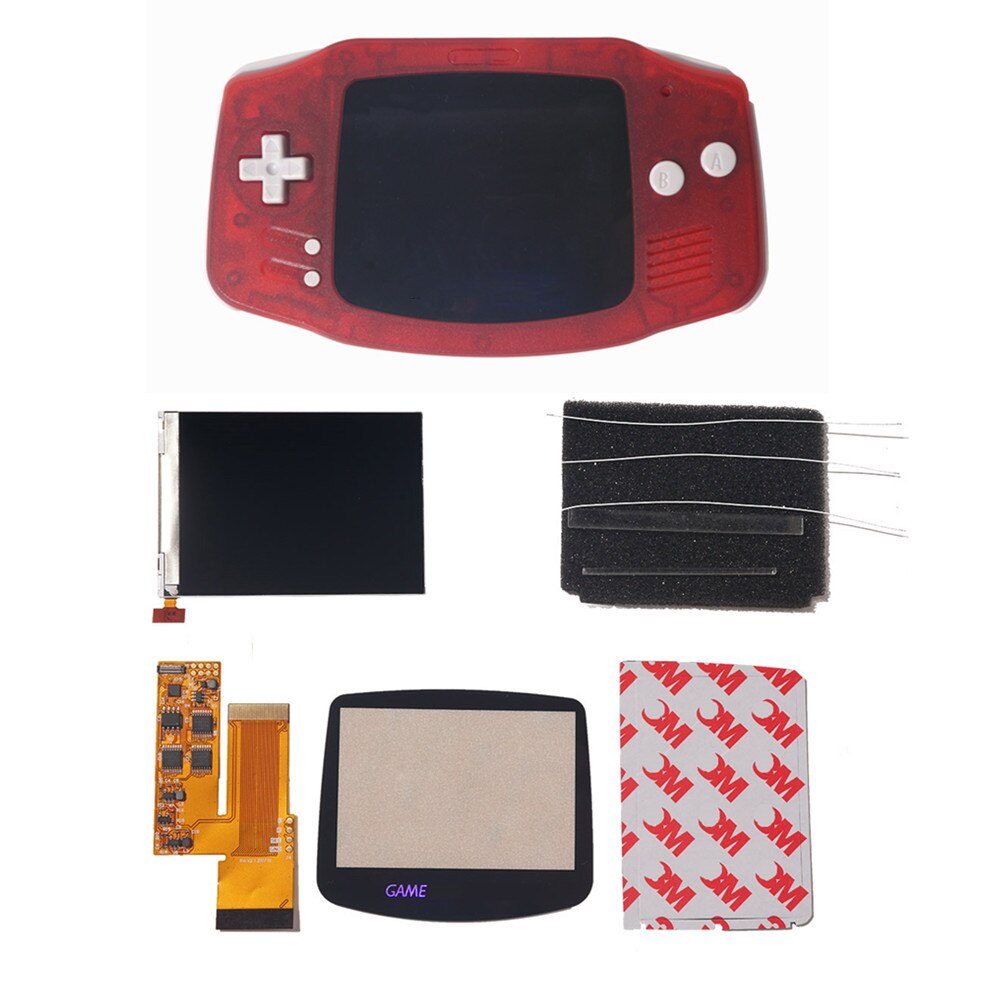 IPS V2 LCD Kits mit keine muss pre-cut schalen für GBA Hintergrundbeleuchtung V2 Bildschirm 10 Ebenen Hohe Helligkeit für Gameboy voraus nintend: red kit