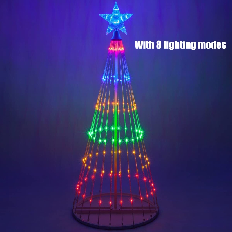 Multicolor Animated Outdoor Christmas Tree Lightshow String Waterfall Star Lights US Plug for Garden Yards Wedding Party
