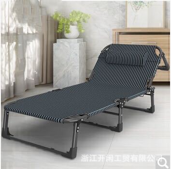 Open leisure folding bed lounge chair office nap lunch break bed simple single escort bed portable camp bed: Four Black Matte