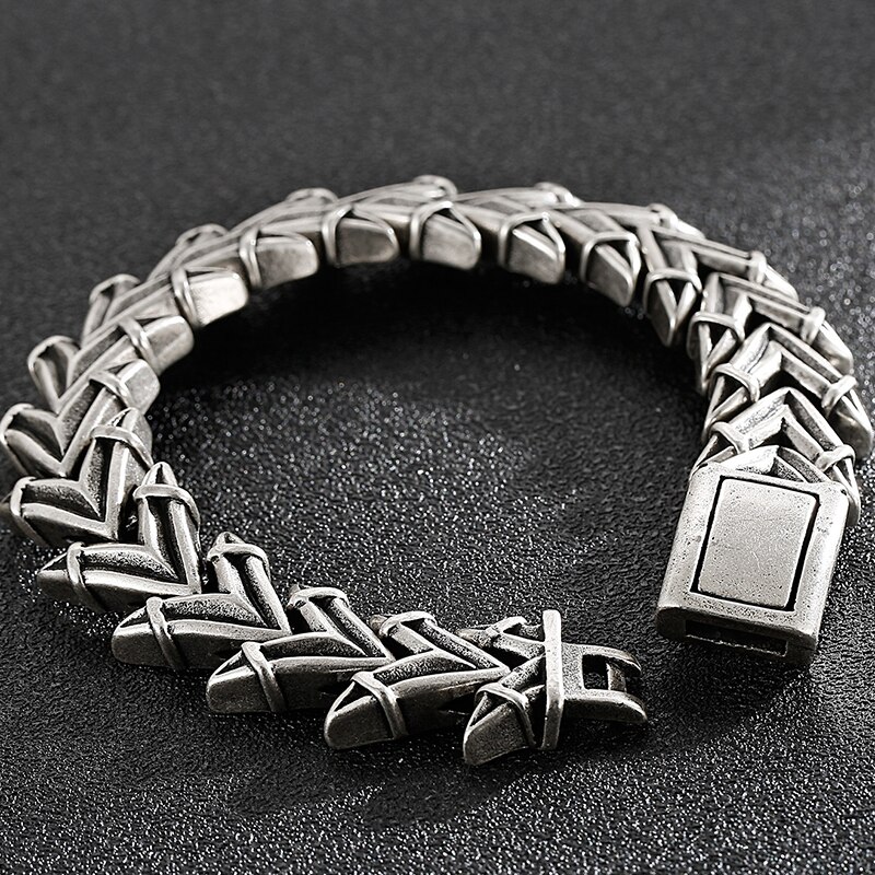 Bracelet Vintage en acier inoxydable pour homme, couleur vieux argent, accessoires pour hommes, Style Chic, bijoux