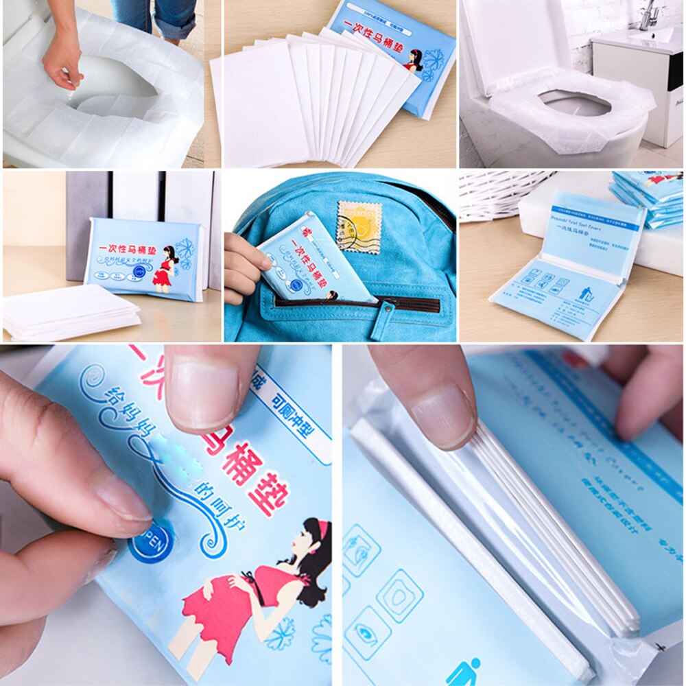10Pcs/set Travel Waterproof Toilet Paper Pad Safety Hygiene Disposable Toilet Seat Cover Mat Bathroom Accessiories