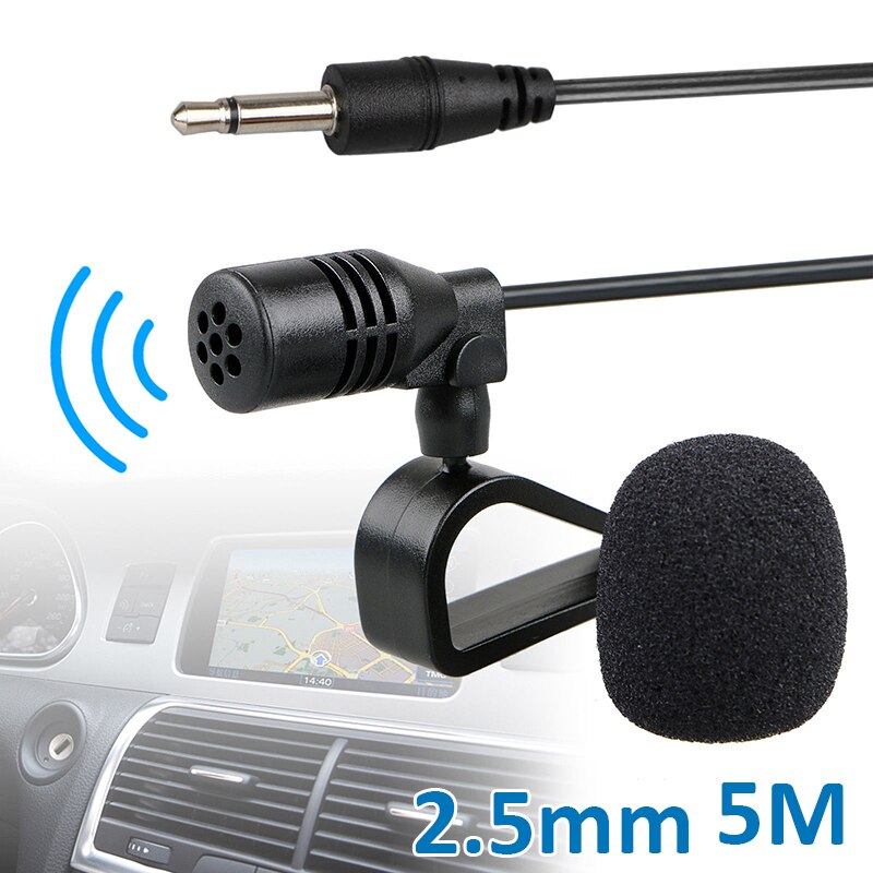 5m mikrofonkabel u-type fastgørelsesklemme med lav impedans til radio gps ekstern mikrofon 2.5mm- stik