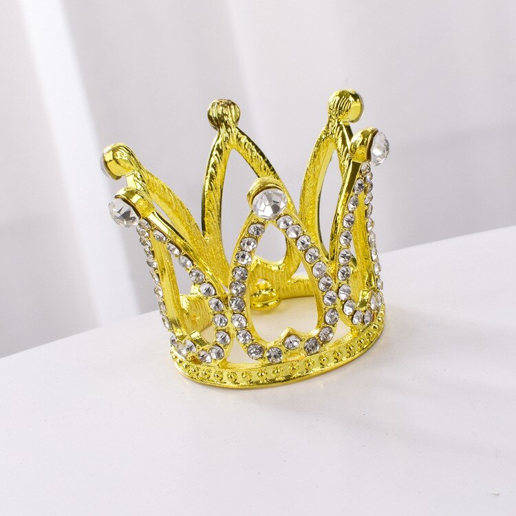 Mini Crown Cake Topper Metalen Parel Gelukkige Verjaardag Cake Toppers Wedding & Engagement Cake Decor Sweet 16 Party Decoraties: 3.5X4CM GD1