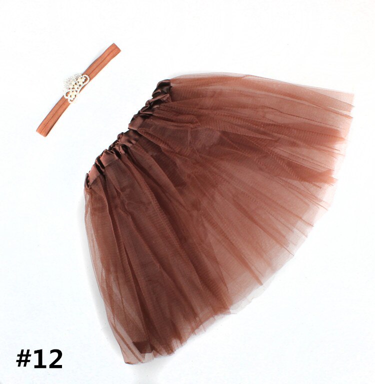 Kroon Haarband Baby Pak Kinderen Tutu Rok Haarband Pak Baby Fotografie Gaas Rok Infant Tulle Rok: Bruin
