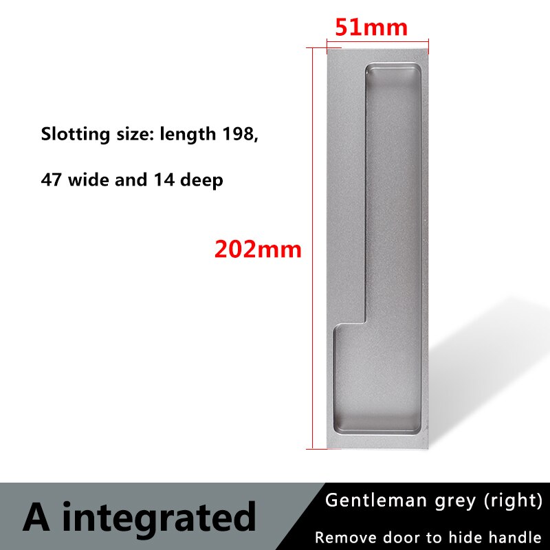 TOP KNORR – poignée de porte coulissante cachée, porte intérieure décorative intégrée, pour armoire, armoire, meuble de tiroir: gray  right