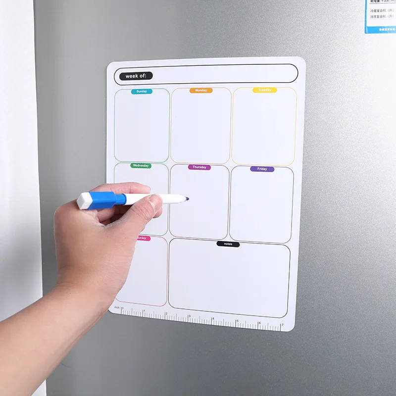 Uitwisbare weekplan Schema Kalender Zachte magnetische koelkaststicker Whiteboard Prikbord Memo Koelkastmagneet
