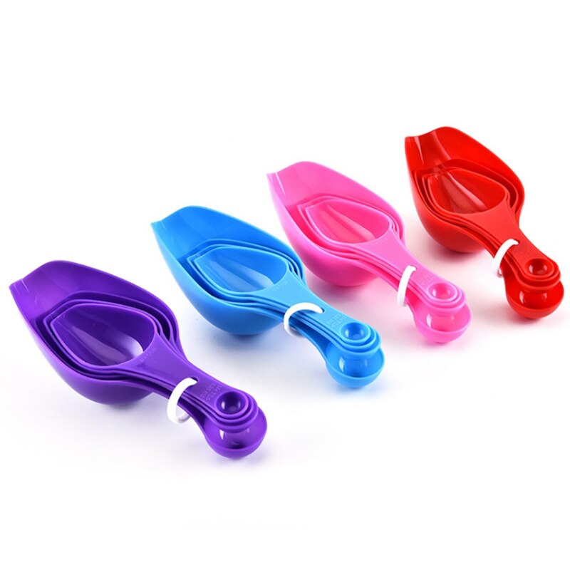 4 Uds. De cucharas de plástico para medir de cocina, tartas para hornear, tazas medidoras de harina, cucharada de café, cucharada de azúcar, utensilios de cocina