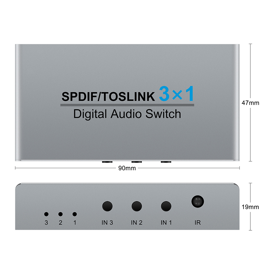 3 in 1 out Spdif Toslink Optical Digital Audio Switch Splitter 3x1 SPDIF supporto per cavo ottico DTS AC3 Box per lettore CD DVD