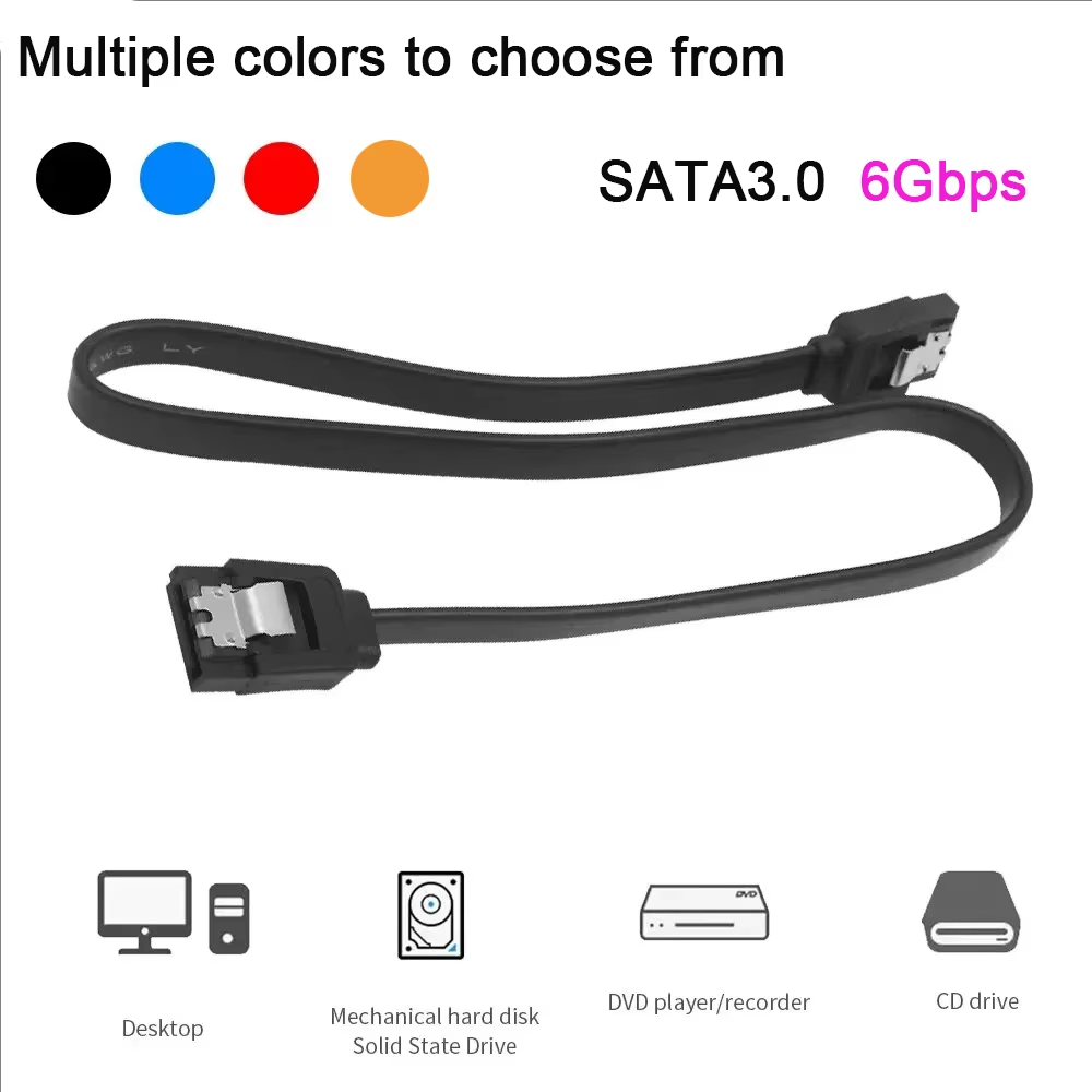 Cable de datos para disco duro SATA 3.0 de alta velocidad, estado sólido, cable de datos serie, SATA flexible, transferencia rápida, 39 cm