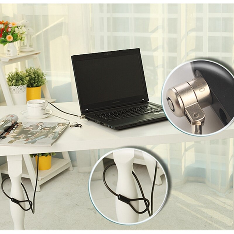 Anti-Theft Notebook Laptop PC Computer Desk Key Security Lock Chain Cable With 2 Keys Laptop Cable Lock
