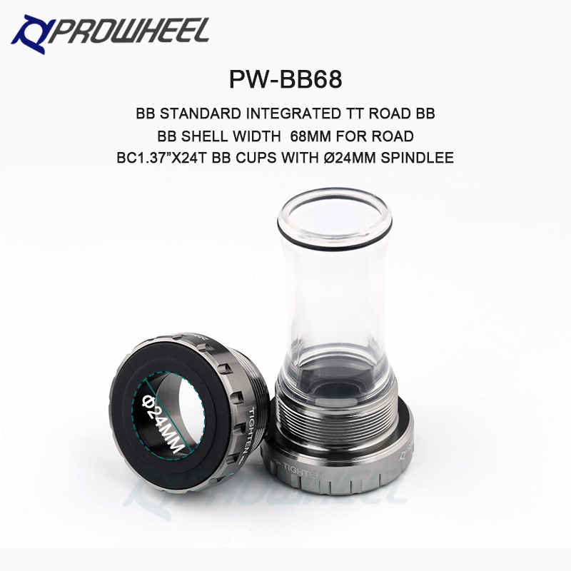 PROWHEEL BB68/86/73/92/86 Mountain Road Bike Bottom Bracket BB68/73MM Apply to Axis 24mm Press-in Tooth pattern BB Crankset