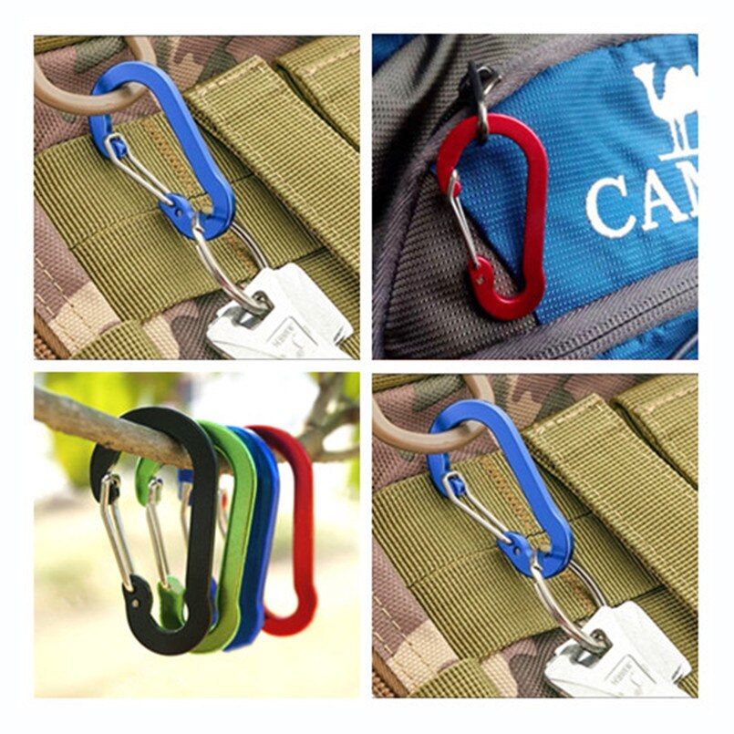 6 Stuks Aluminium Karabijnhaak Diy Sleutelhanger Outdoor Camping Klimmen Snap Clip Lock Gesp Haak Vissen Tool