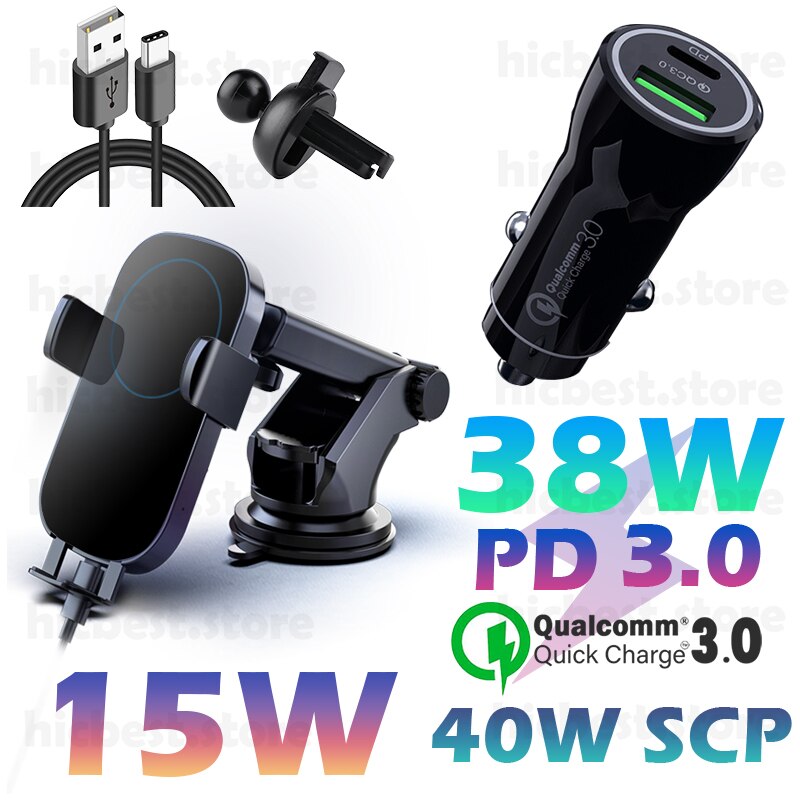 15W Qi Draadloze Oplader Auto Telefoon Houder Voor Samsung S21 S20 Ultra S10 S9 Inductie Oplader Auto Mount Voor iphone 12 11 Pro Max 8: 5