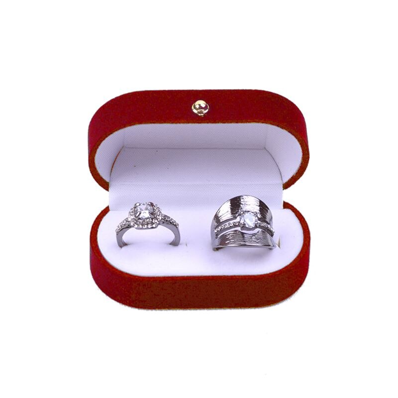 Caja de anillos doble portátil para mujer, expositor de joyas, soporte de , organizador de anillos de compromiso de boda, 1 ud.: B-Black