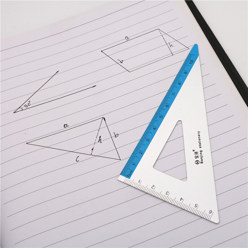 Aluminum alloy ruler Fillet safety Right Angle Triangle Ruler and 15cm ruler Protractor Student geometry tools