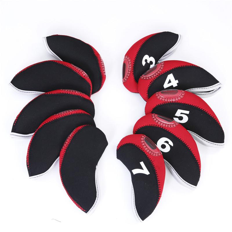 10 stuks golfclub hoofdhoezen zichtbaar venster golf putter ijzeren paal hoofdbeschermer hoes voor buiten golf sporten patchwork kleur