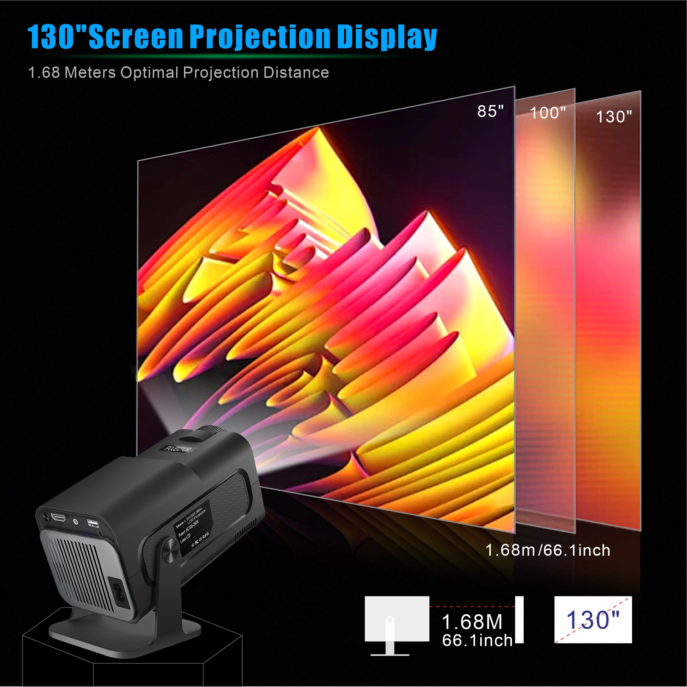HY320min4K Android 11 Projector US plug Native 1080P 390ANSI Dual Wifi6 BT5.0 1920*1080P Cinema portable Projetor upgrated