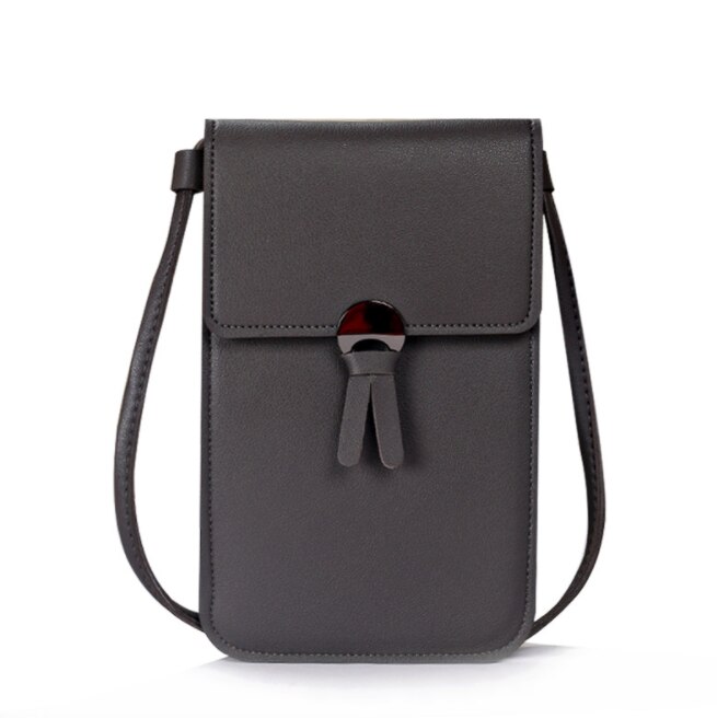 Cartera de bolsillo para exteriores para mujer, bolso cruzado decorativo con forma de corazón, pantalla táctil para teléfono móvil: dark grey 1