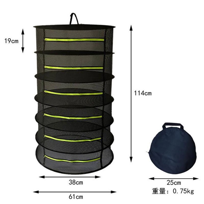Malla de secado de hierbas para colgar bolsas de secador de pesca plegable, rejilla de redes para plantas, cremallera para hierbas, granos, seco, 2/4/6 capas