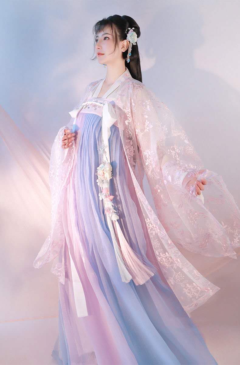 Hanfu-Costumes de danse chinoise pour femme, Costume de la dynastie Qing, robe traditionnelle chinoise ancienne, Costume de scène féerique: 3pcs bust-set / XL