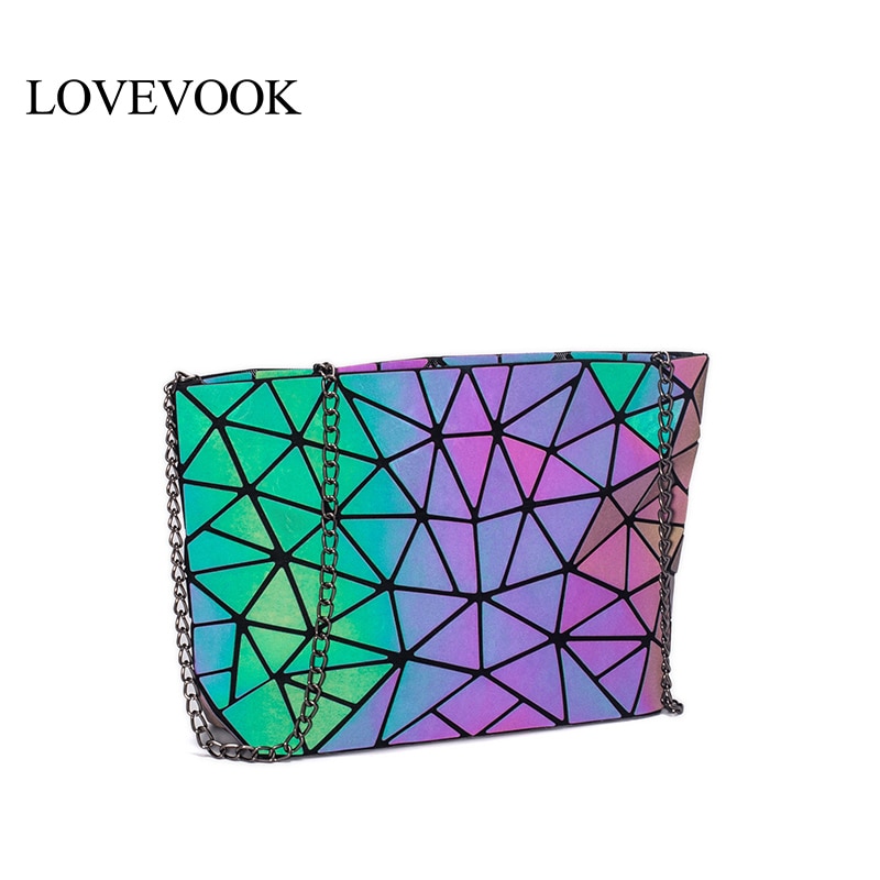 LOVEVOOK crossbody tassen voor vrouwen opvouwbare messenger bags met retro famale schoudertas geometrische zak lichtgevende kleur