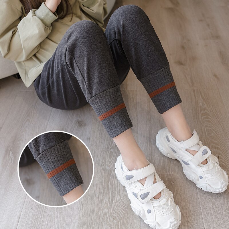 Autumn Winter Thick Woolen Maternity Trousers Elastic Waist Straight Pants For Pregnant Women Casual Clother Pregnancy Wear