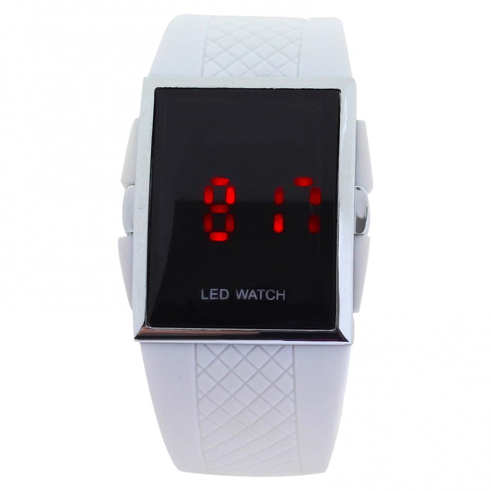 Unisex Men's Digital Wrist Watch LED Digital Display Square Case Cool Sports Casual Men Wrist Watch Kids: WHITE