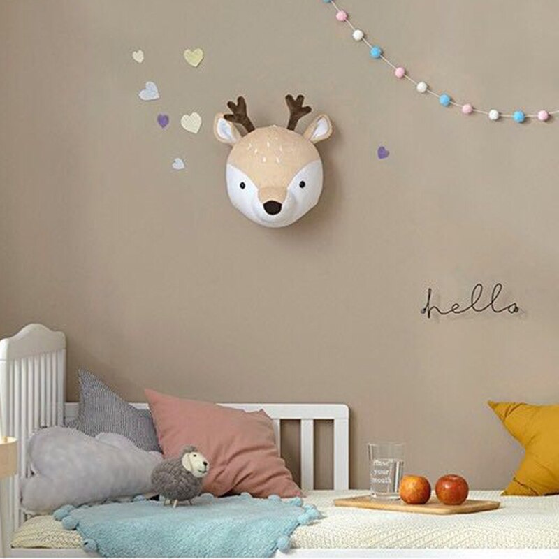 Kids Room Decoration 3D Animal Heads Elephant Deer Unicorn Head Wall Hanging Decor For Children Room Nursery Room Decoration: Deer without hat