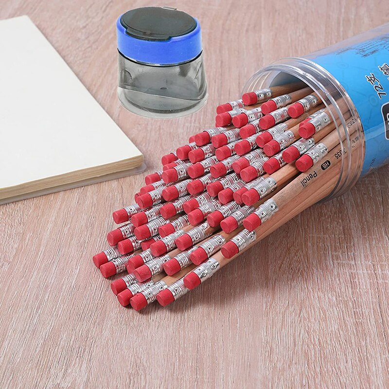 4 Pcs Sharpener, Sharpener for Students, Manual Sharpener, Double Hole Sharpen, Triangular Pencil Sharpener, Blue